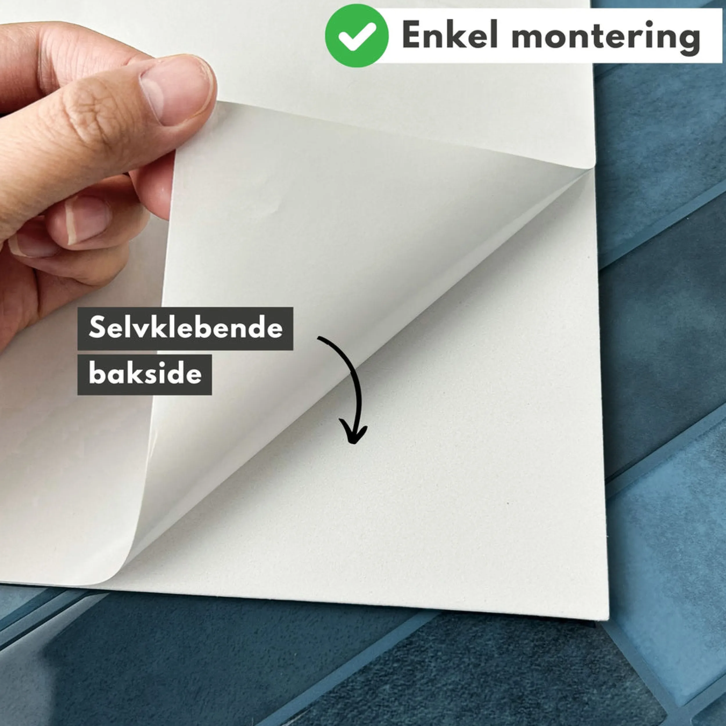Clearance Adelina blå selvklebende veggfliser Veggfliser
