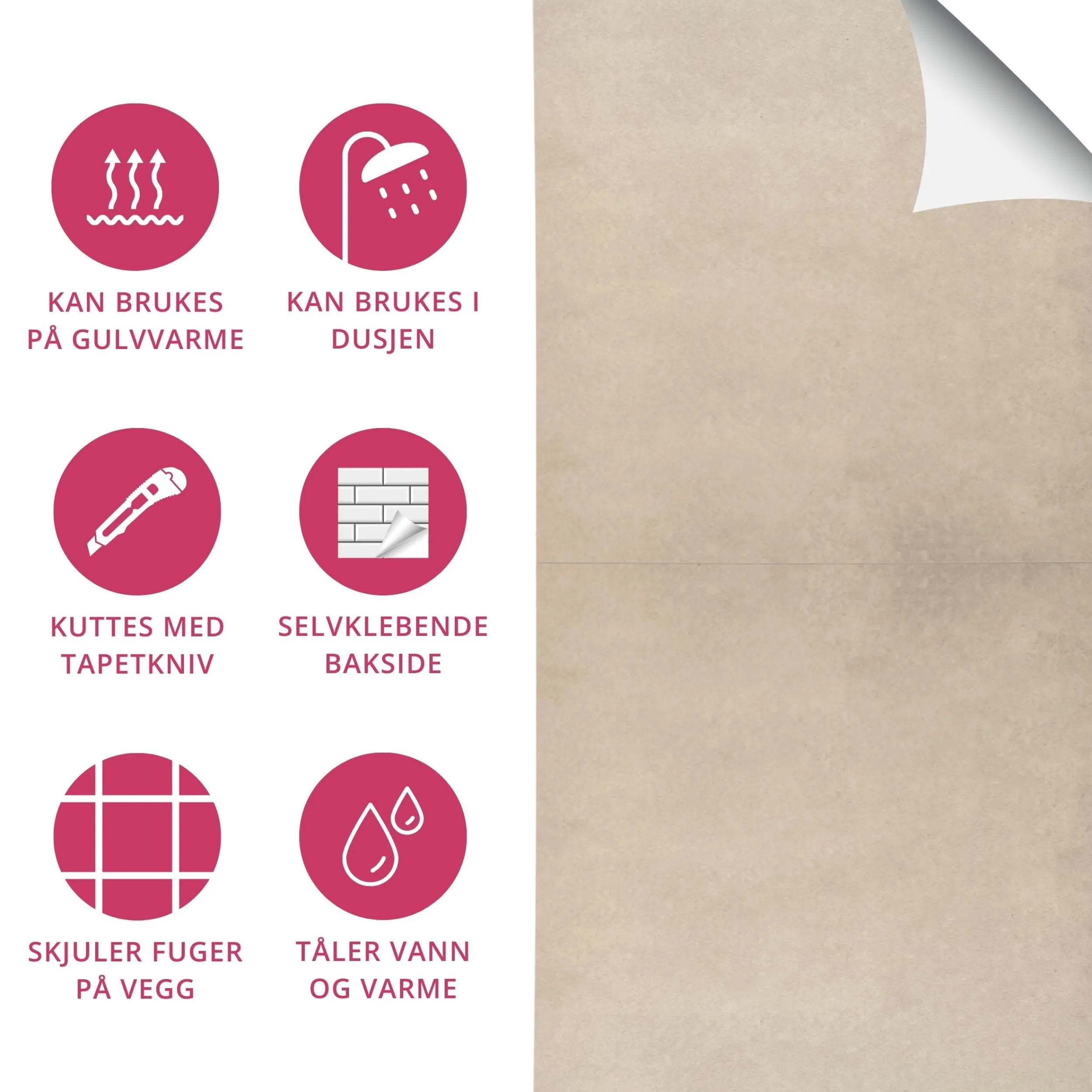 Discount Beige betong selvklebende fliser Veggfliser | Gulvfliser
