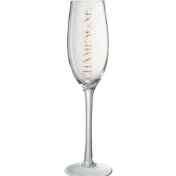 Hot Champagneglass, transparent/gull Borddekking