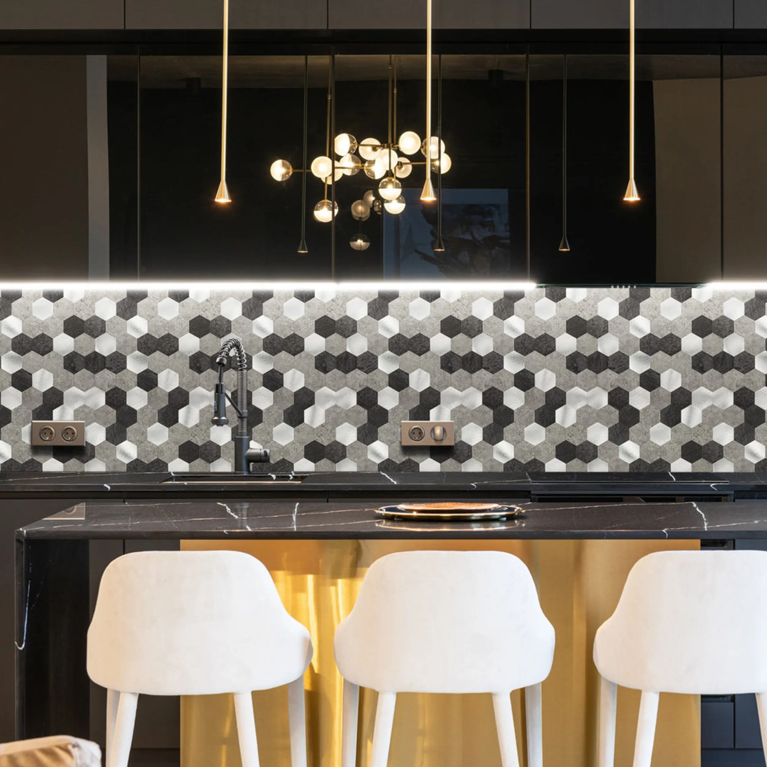 Outlet Espresso hexagon selvklebende fliser Veggfliser
