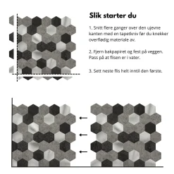 Outlet Espresso hexagon selvklebende fliser Veggfliser