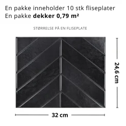 Discount Evelina sort selvklebende veggfliser Veggfliser