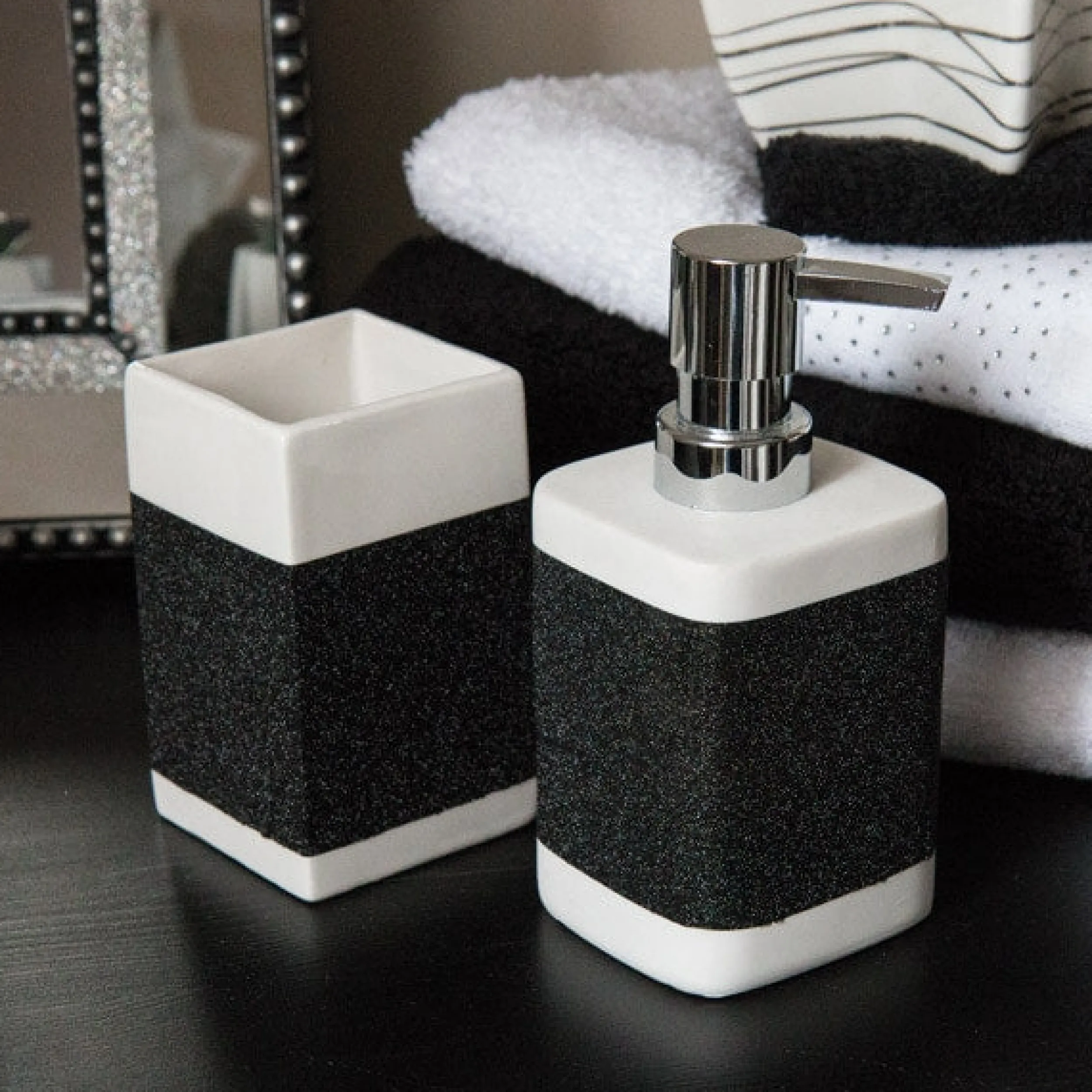 Fashion Glitter sort kontaktplast Dekor