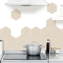 Sale Hexagon beige selvklebende veggflis 20-pk Til Kjøkkenvegg | Veggfliser