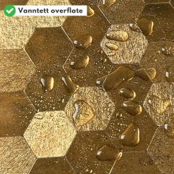 Fashion Hexagon gold selvklebende veggfliser Veggfliser | Til Kjøkkenvegg