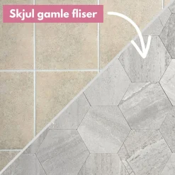 Fashion Hexagon lysegrå betong selvklebende veggfliser Veggfliser | Til Kjøkkenvegg