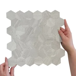 Fashion Hexagon lysegrå betong selvklebende veggfliser Veggfliser | Til Kjøkkenvegg