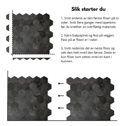 New Hexagon mørkegrå betong selvklebende veggfliser Veggfliser | Til Kjøkkenvegg