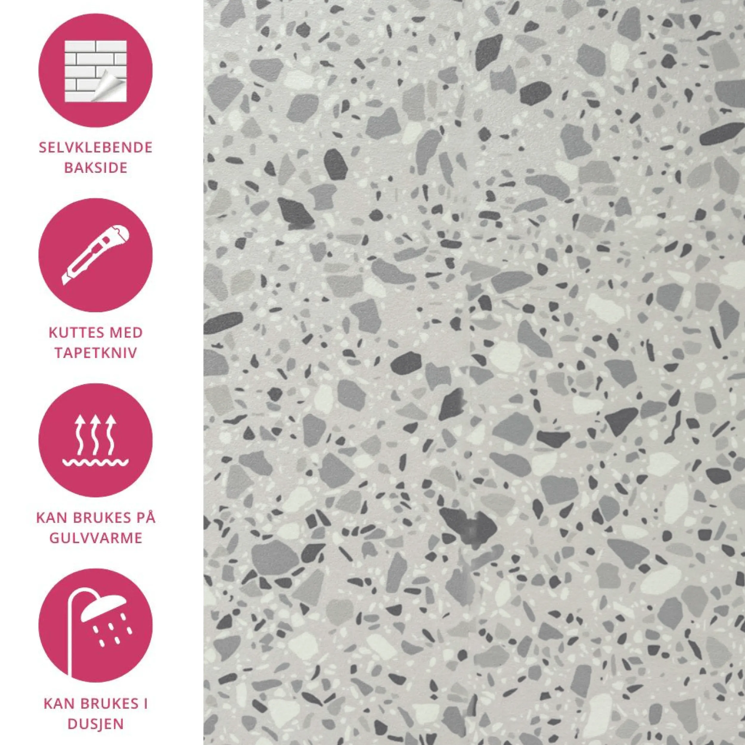 Hot London terrazzo selvklebende fliser Veggfliser | Gulvfliser