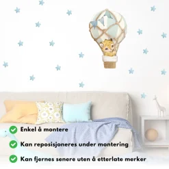 Fashion Luftballong klistremerke, blå Barnestickers
