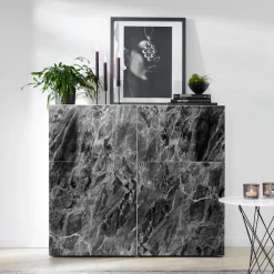 New Marmor romeo sort/sølv kontaktplast Marmor | Bord