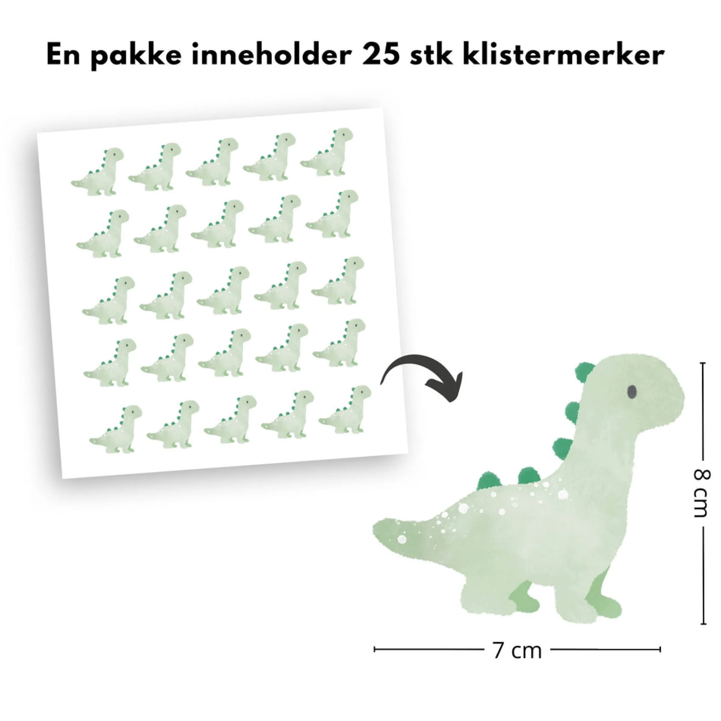 Best 25-pk Dino klistremerker, grønn Barnestickers
