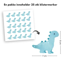Clearance 25-pk Dino klistremerker, turkis Barnestickers