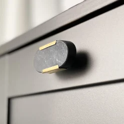 Outlet 2-pk Knott oval sort marmor Håndtak