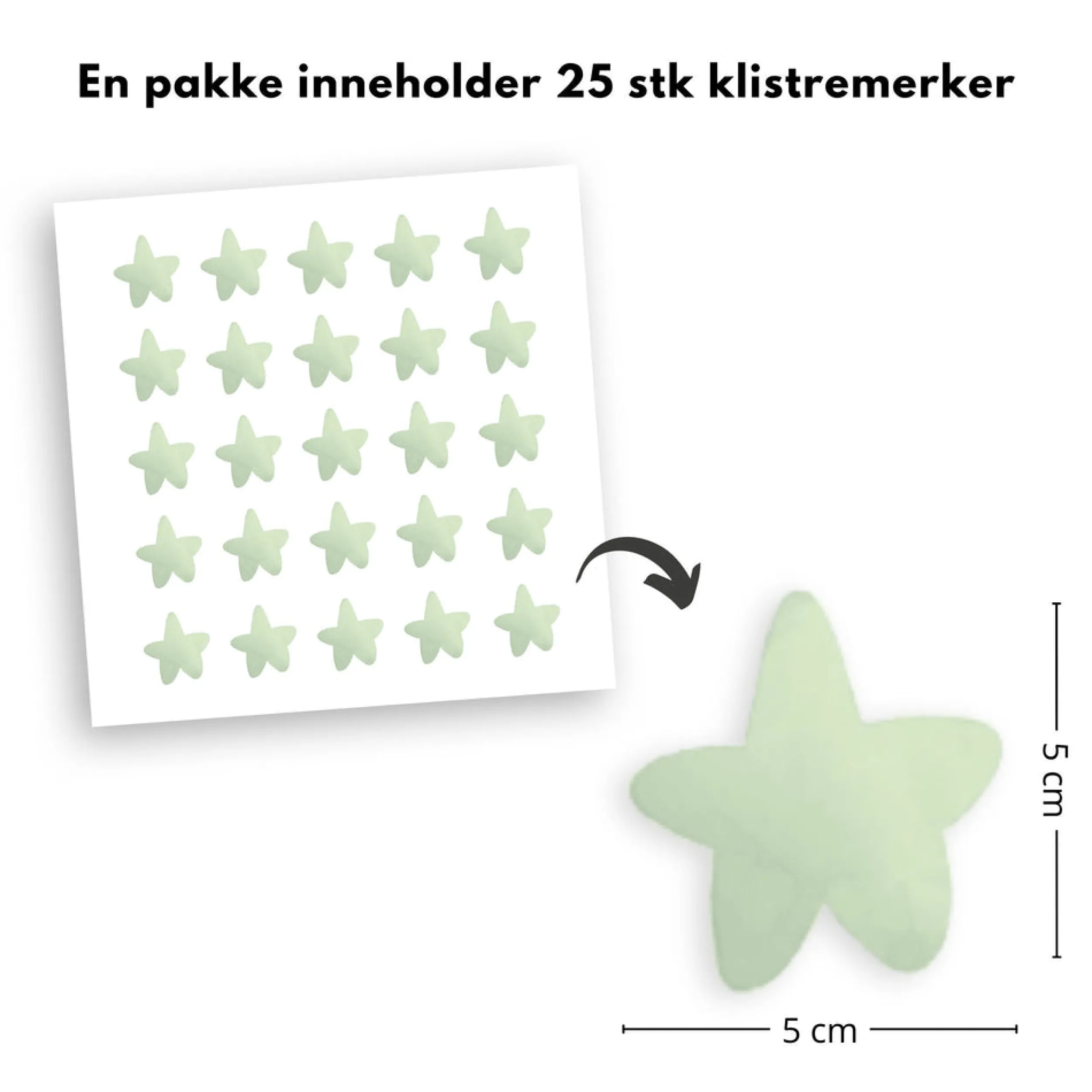 Hot 25-pk stjerner klistremerker, grønn Barnestickers
