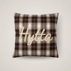 Discount Putetrekk rutet brun Hytta 45 cm Tekstil