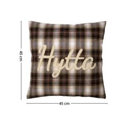 Discount Putetrekk rutet brun Hytta 45 cm Tekstil