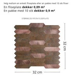 Fashion Rosie lang hexagon selvklebende veggfliser Veggfliser