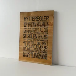 New Skilt hytteregler natur Pynt