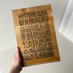 New Skilt hytteregler natur Pynt