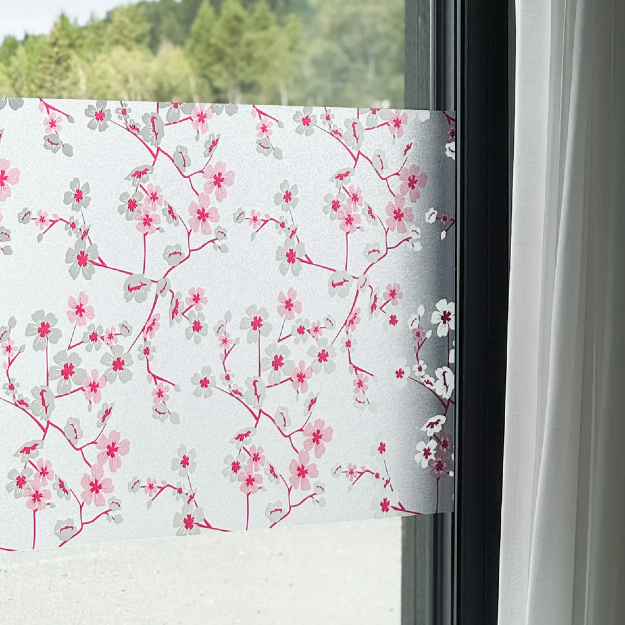 Discount Static premium Cherry flowers vindusfolie Vindusfolie
