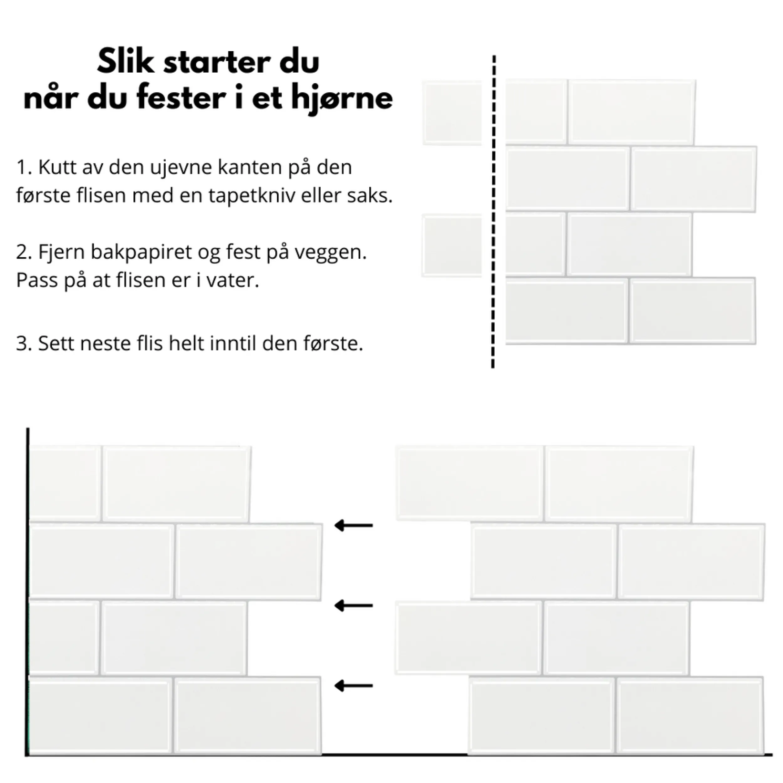 Outlet Subway hvit selvklebende veggfliser Veggfliser